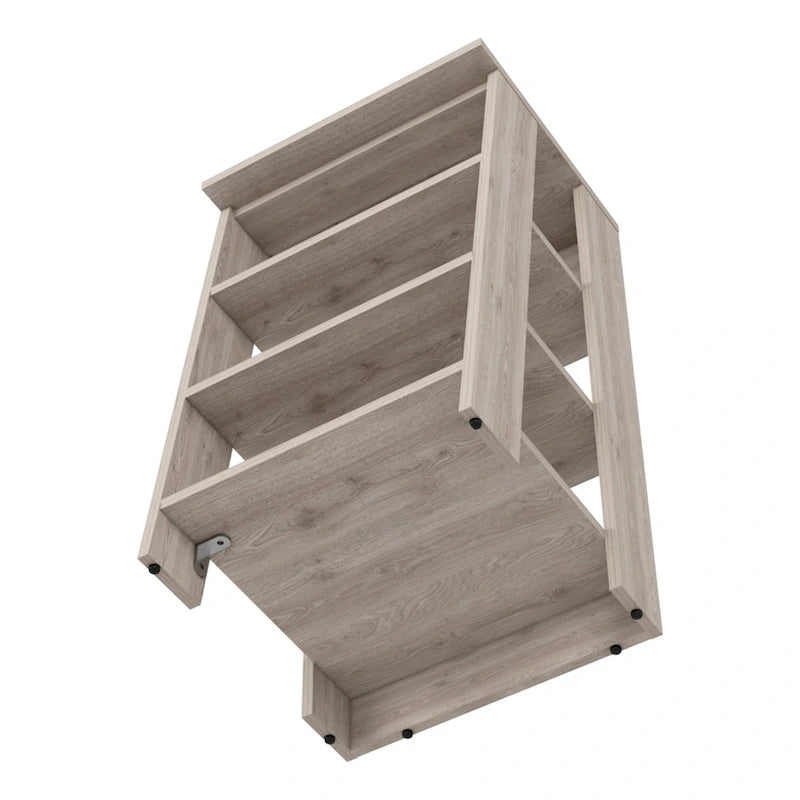 Wäscheschrank, vier Regalböden, vertikal, helle Eiche / Weiß Hochwertig und langlebig