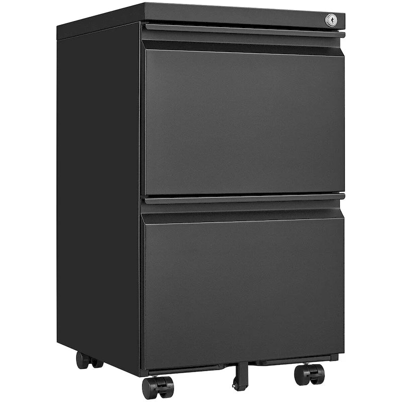 Aktenschrank mit 2 Schubladen und Schloss, rollbarer Metall-Aktenschrank unter dem Schreibtisch für Letter-/Legal-/A4-Format, mobiler Aktenschrank