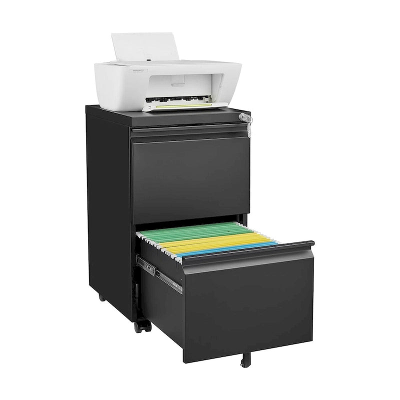 2 Drawer File Cabinet with Lock,Metal Under Desk Rolling Filing Cabinet fits Letter/Legal/A4 Size,Mobile Filing Cabinet